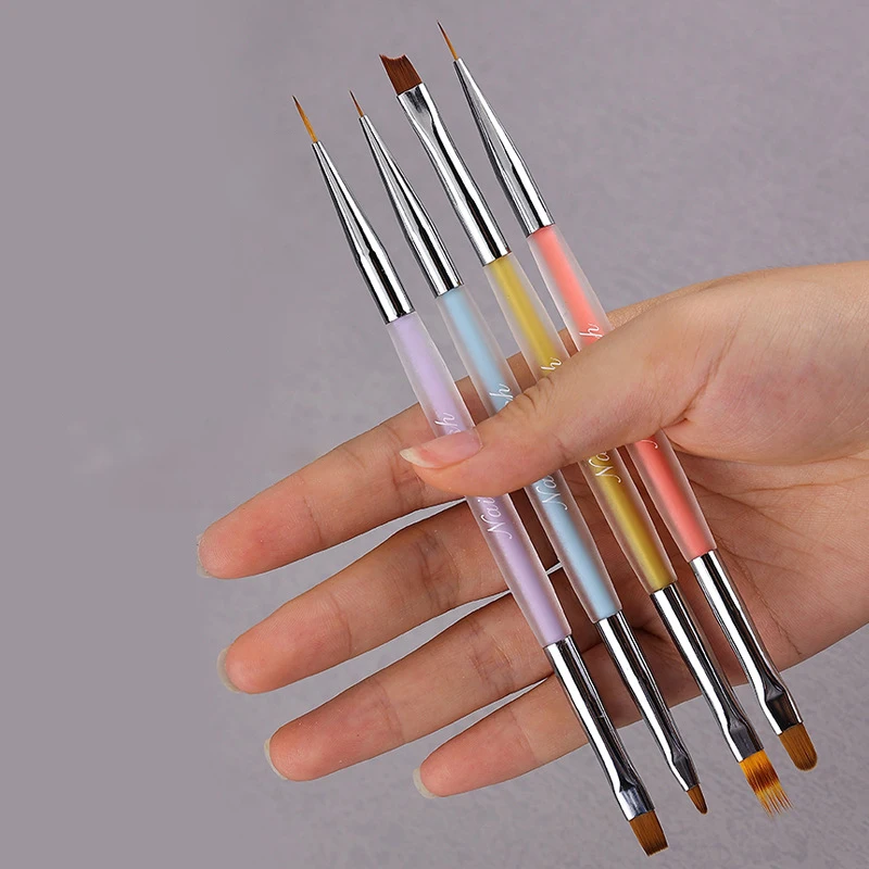 ダブルヘッドクリスタルアクリルハンドルネイルブラシライナーブラシ絵画ペンジェルブラシクリスタルネイルアートマニキュア