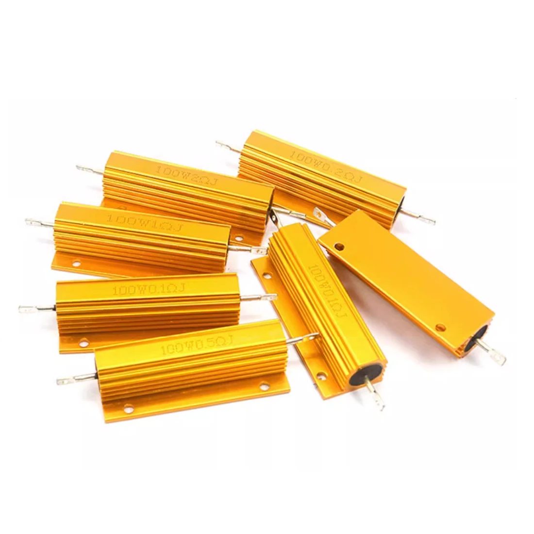 

5W ~200W Resistor Metal Wirewound Range-Golden Load Wire Wound Gold Aluminum Shell Resistor 0.1ohm ~ 10K