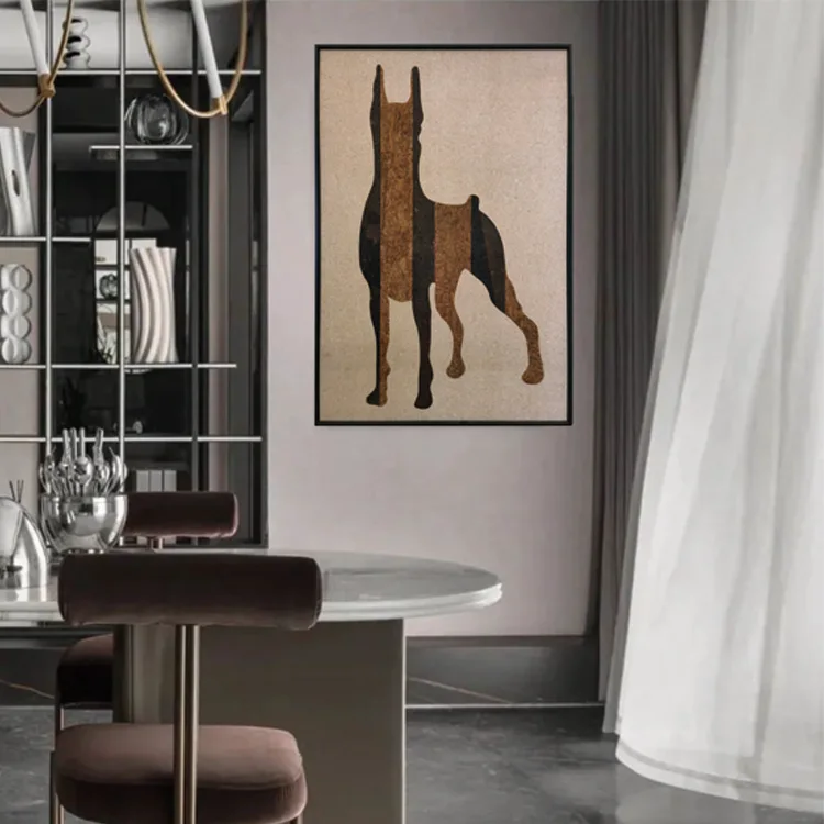 Custom Luxury Living Room Art Pictures Waiting Dog Image Eco-friendly Natural Cork Wall Art Painting