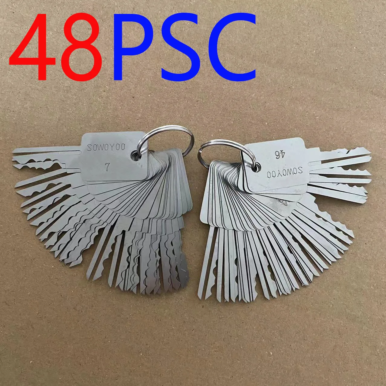 48 in 1 universal lock key set with a cow head fixed force set, used for padlock maintenance tools, locksmith tools