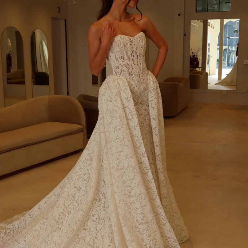 Ivory White Sweetheart Ball Gown Wedding Dress With Decoration Mermaid Skirt Detachable Train Bridal Gowns Customized