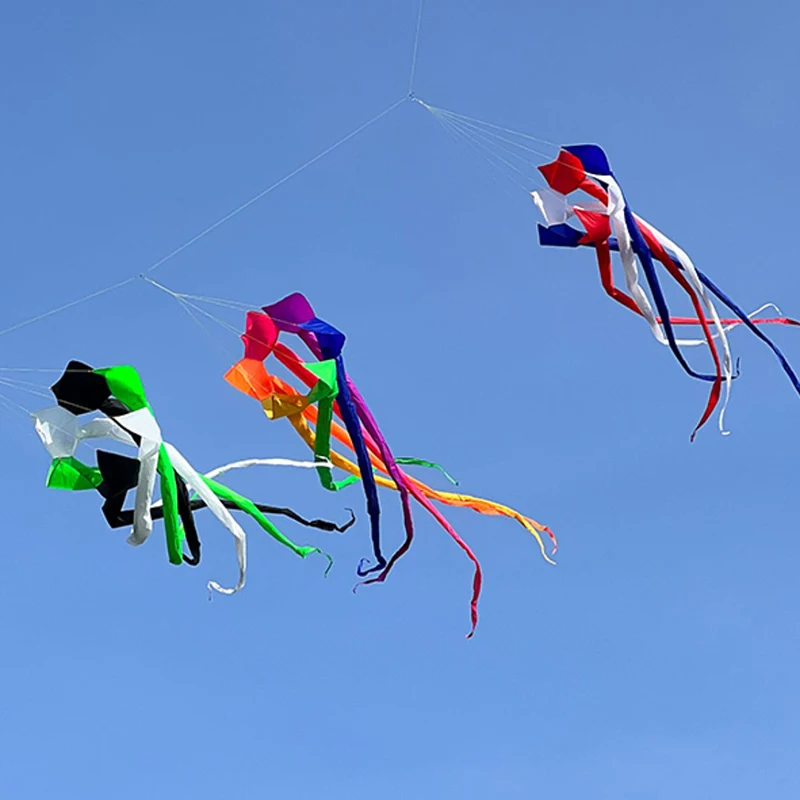 Colgador de cometa inflable suave de nailon colorido arcoíris 3D, 4 metros, correa de cola flotante, colgador de cola en espiral, paquete de biela gratis