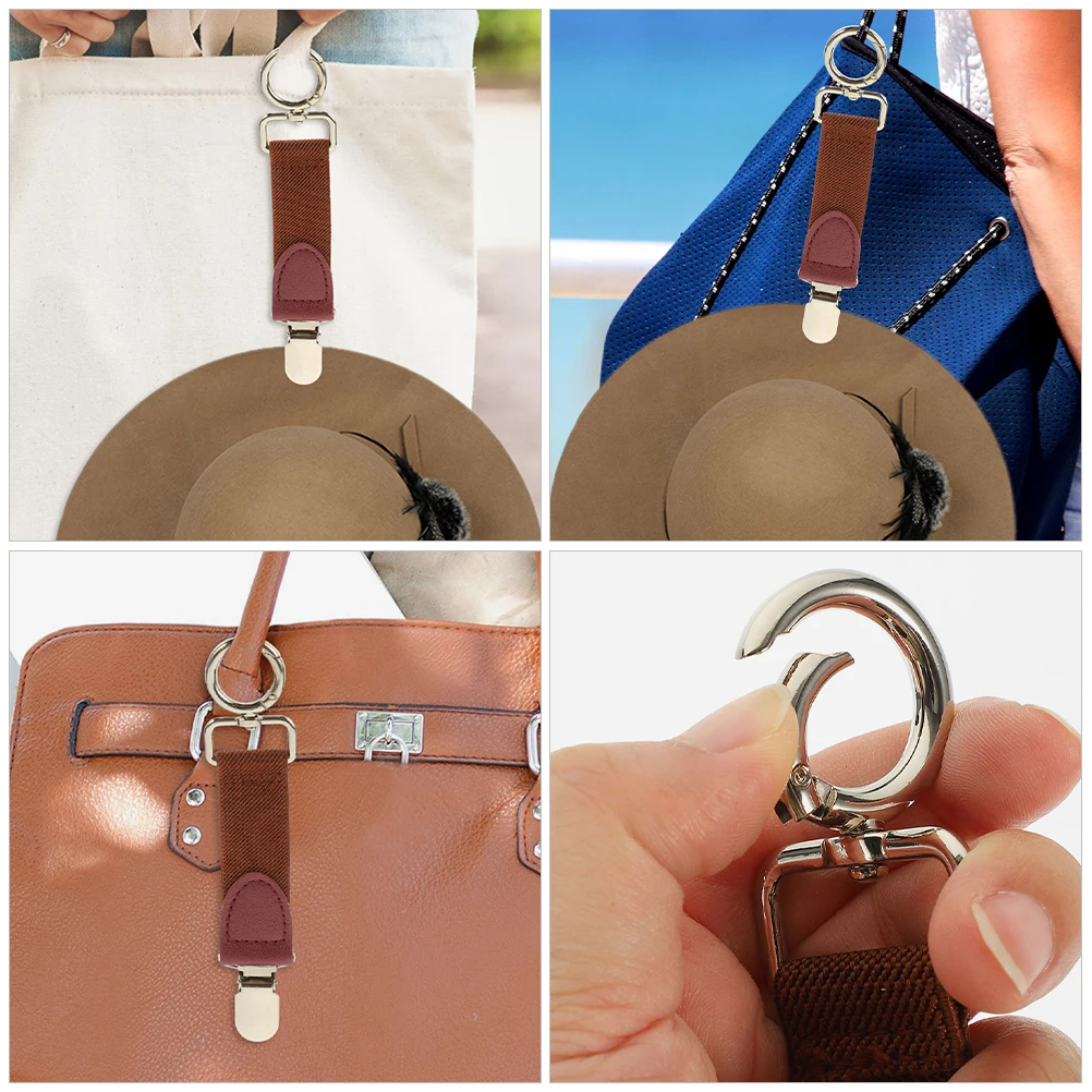 

4Pcs Hat Clip PU Travel Handbag Backpack Luggage Attachment Hat Holder Clip for Travel Outdoor Activities Accessories