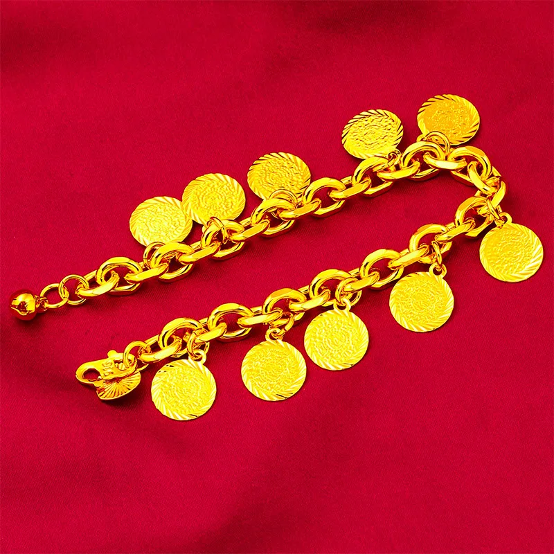 10-Piece Fashion Bracelet Women's 24K Gold AU999 - Wrist-fitting 10-piece, high-end texture, perfect blessing, for wearing