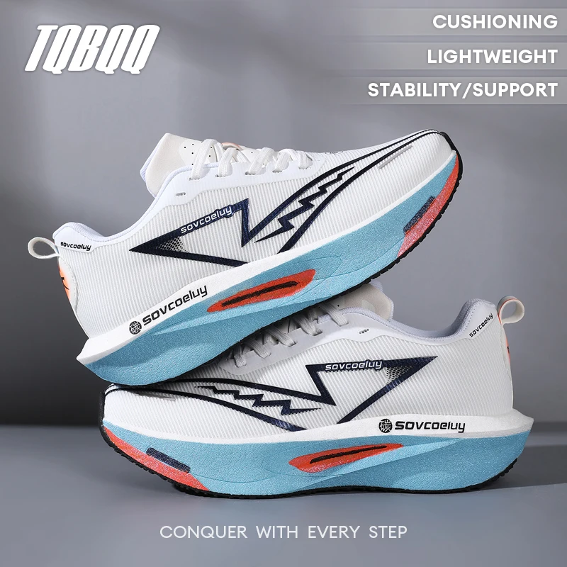 

Мужские кроссовки для бега с карбоновой амортизацией, повседневные спортивные кроссовки для фитнеса, дышащие легкие женские удобные повседневные туфли