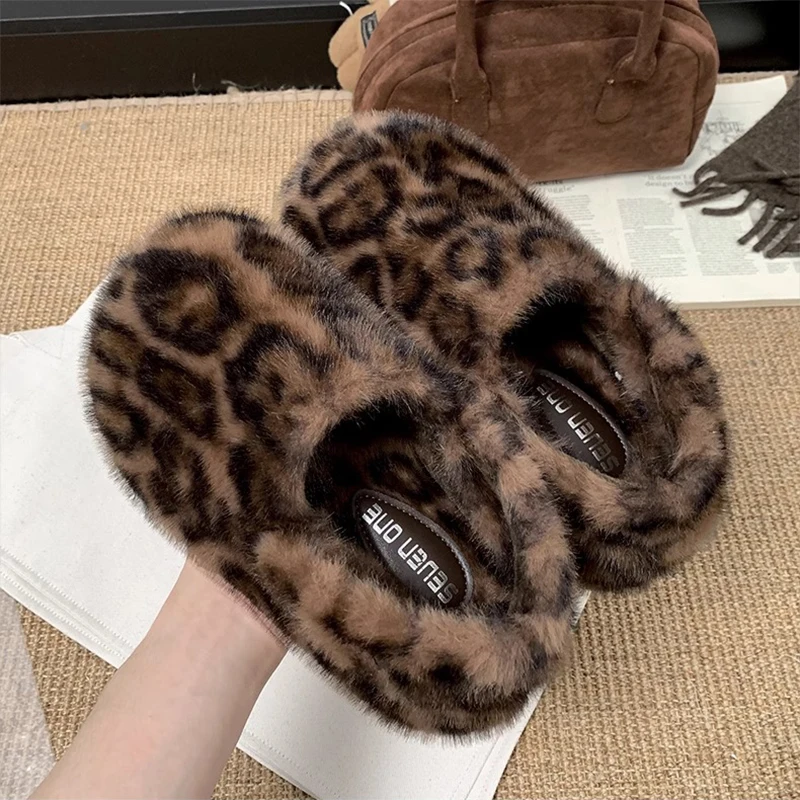 Loafers Cover Toe House Slippers Platform Women's Winter Shoes Slides Pantofle Fur Flip Flops Soft 2025 Plush Concise Cover Toe image 5