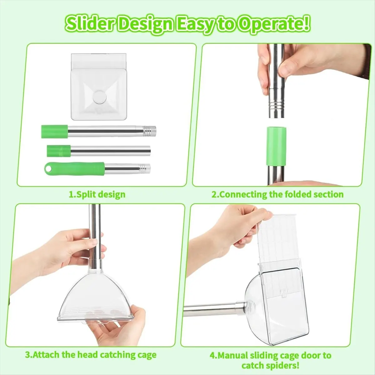 MALL Spider and Insect Catcher - 32inch Adjustable Long-Handled Spider Catcher and Release, Contactless Catch Insec