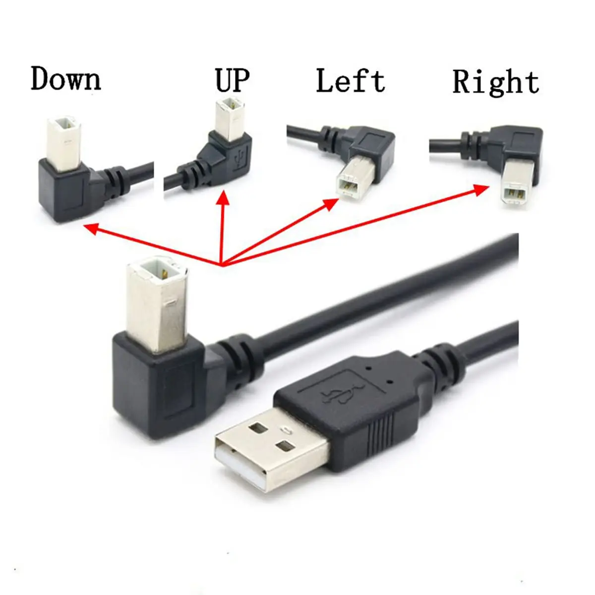 LBSC B Male B-Type 90 Degree Cable Usb 2.0 A Male To Usb Bm Angle Cable Upper And Lower Left And Right Corner Printer Scanner