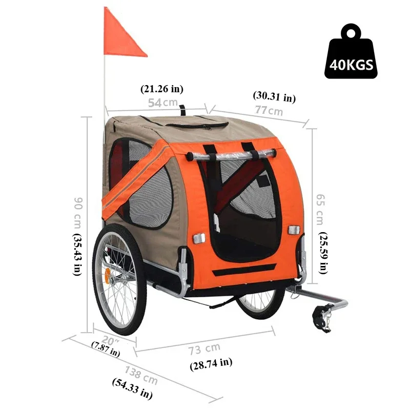 Large Pet Bicycle Trailer, Cat and Dog Outdoor Riding Travel Trailer, 600D Waterproof Fabric Can Be Folded for Easy Storage