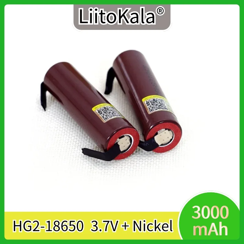 Liitokala 100% Genuine HG2 18650 3000mAh Battery 18650 HG2 3.7V DisCharge 20A, Bedicated for HG2 Batteries + DIY Nickel