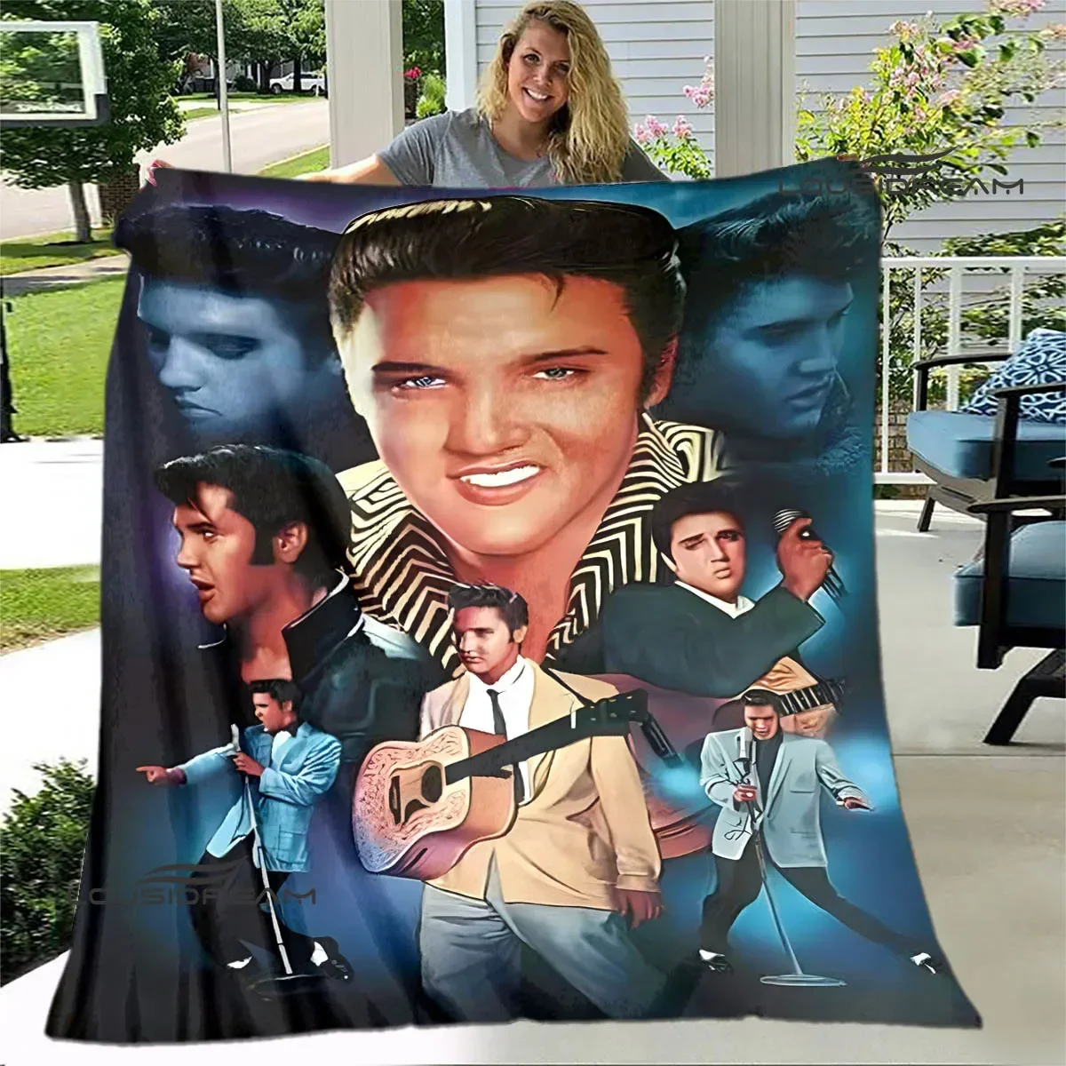 E-Elvis Presley Retro print blanket blankets for beds Picnic blankets Flange blanket Soft and comfortable blanket birthday gift