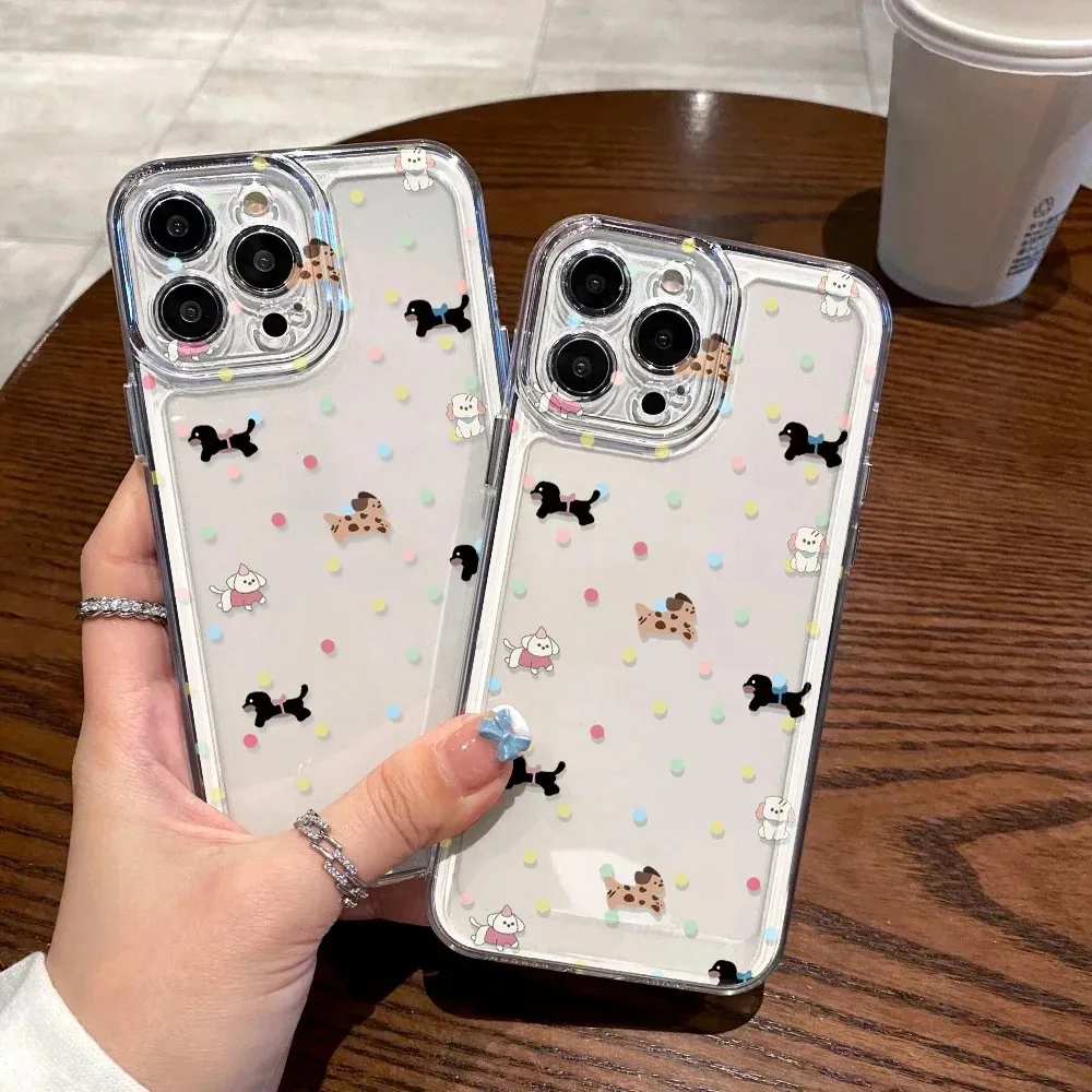 

Ins Korean Polka Dots Clear Case For Samsung S20 S21 S22 Plus S23 S24 FE S25 Note 20 Ultra A15 A16 A23 A24 A25 5G Phone Case