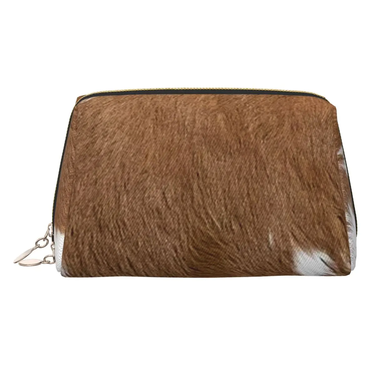 Stylish Cow Fur Cowhide Texture Cow Skin Print Pattern Women Cosmetic Bag Travel Makeup Organizer Pouch Toiletry Storage