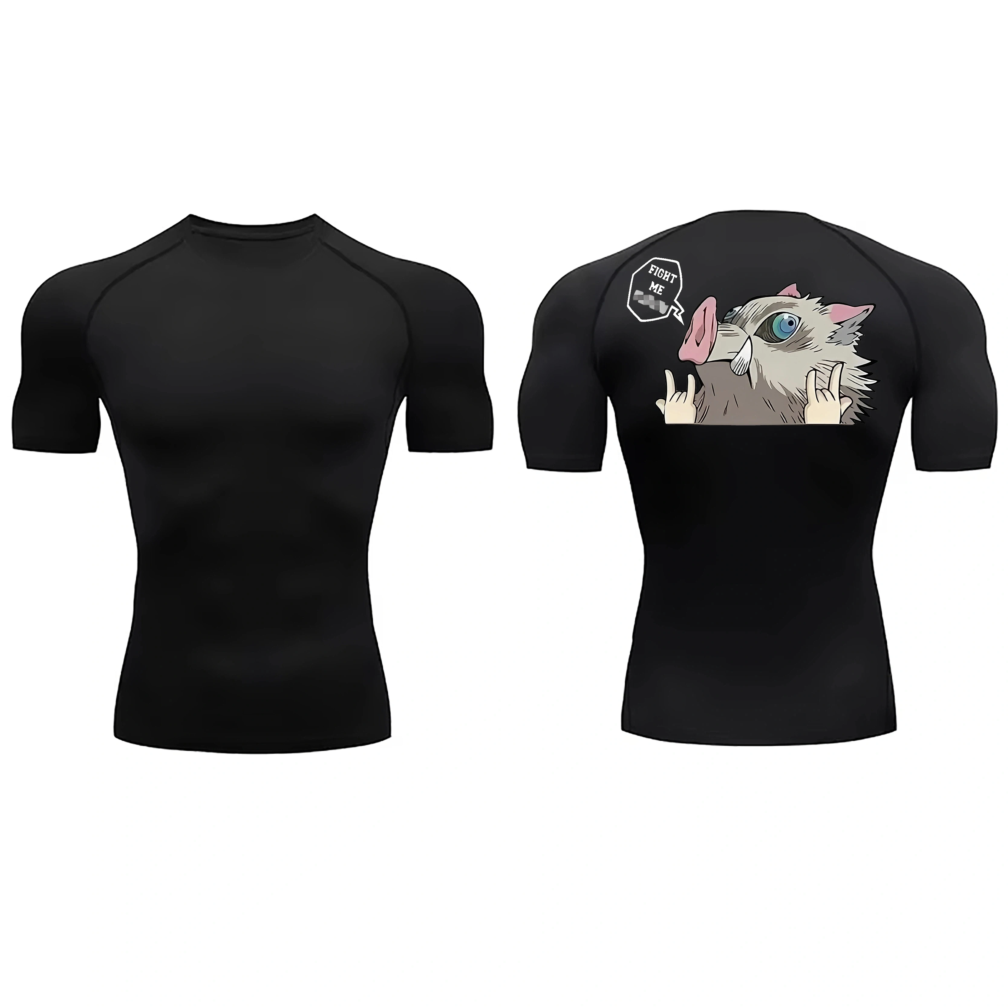 Men's Anime Compression Shirt Short Sleeve Quick Dry BJJ Rash Guard Jiu Jitsu Gym Workout Top ZY0097