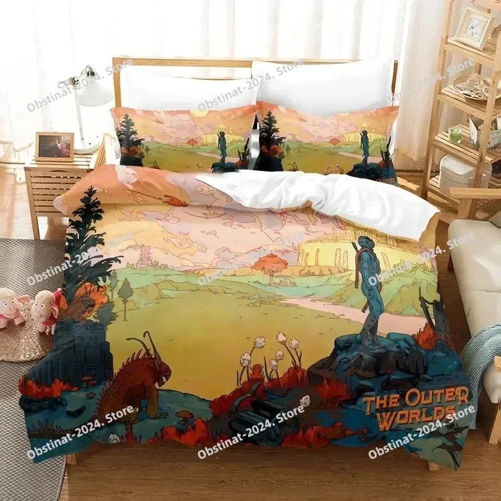 3D Game Outer Worlds Bedding Set Printed single Comforter Quilt Bed Cover Duvet Cover Pillow Case 3 Pieces Sets Kids Adult Size
