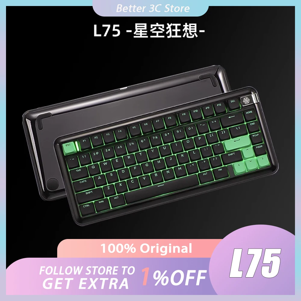 Yunzii L75 Mechanical Keyboard Tri Mode Low Profile Switch Wireless Keyboard Keynouo L75 Keyboard Custom Office Win/Mac