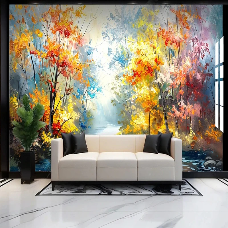 Custom Modern Art Oil Painting Landscape Wall Cloth  Living Room Sofa Wall Background Wall Mural Wall Paper Home Decor Fresco