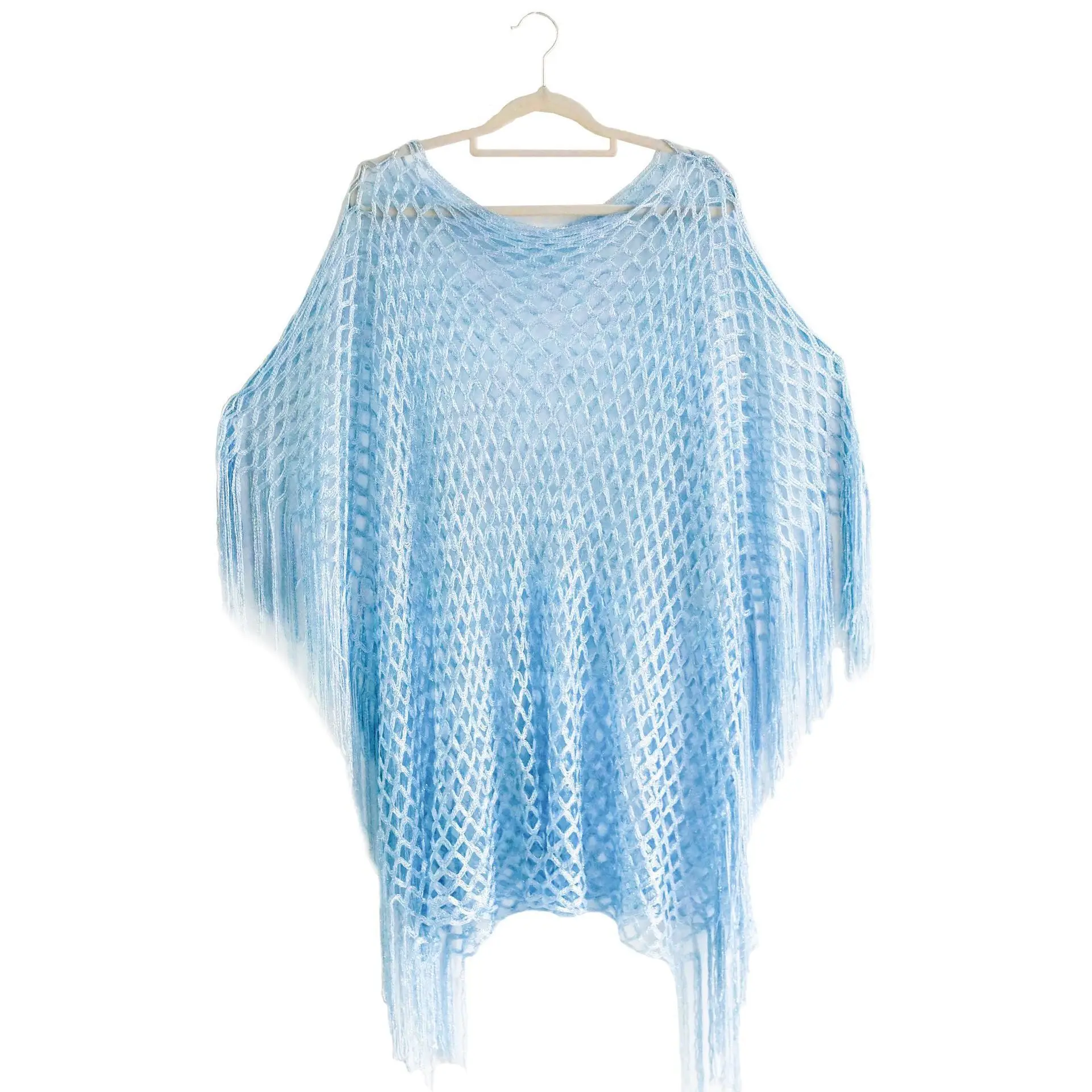 Maglione lavorato a maglia per le vacanze al mare 2025 Protezione solare Semitrasparente Maglione da spiaggia vuoto estivo sexy da donna