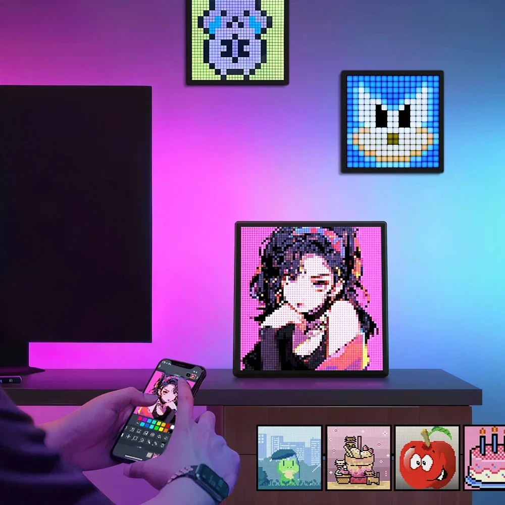 

64x64 LED Pixel Matrix Bluetooth Smart Display RGB Digital Lamp Panel DIY Art Display Gaming Anime Room Decor Frame APP Control