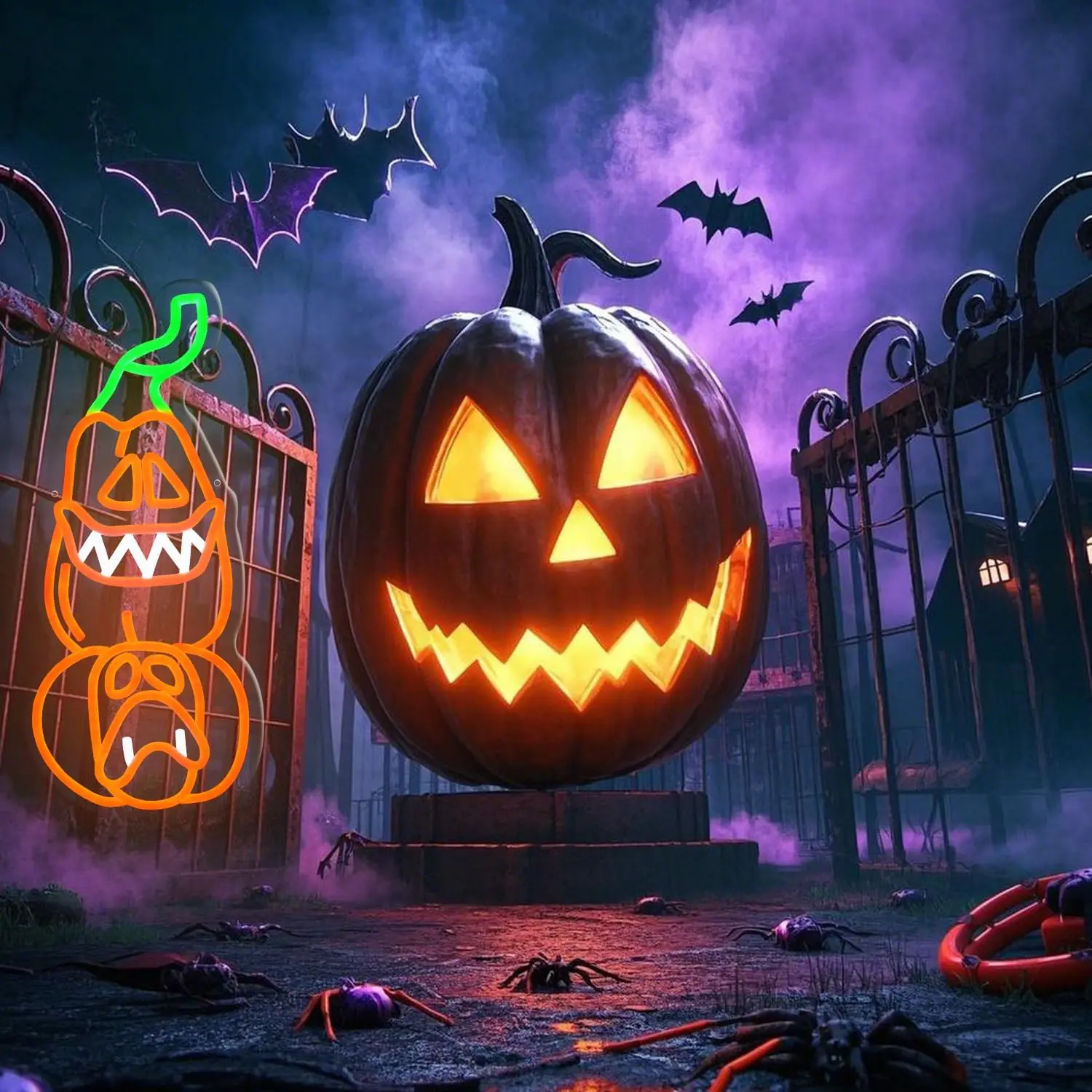 Whimsical Pumpkin Mannequin LED Neon Sign USB Dimmable Neon Light Sign for Gameroom Bedroom Bar Livingroom Party Gift Wall Decor