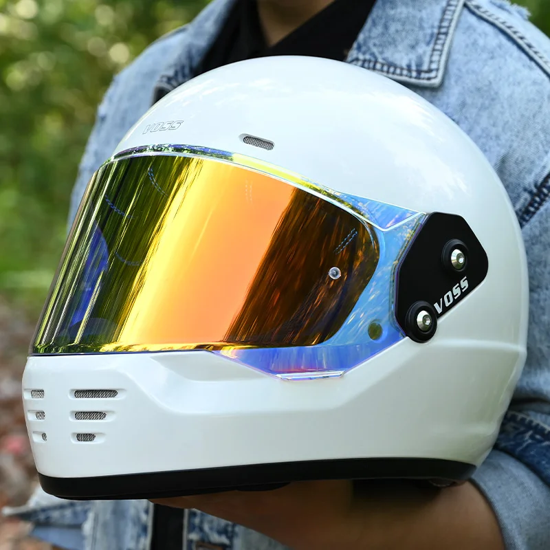 DOT Approved Full Face Helmet with Colorful Lens Bluetooth Helmets ABS Shell Safety Cap Men Women Moped Chopper Four Seasons