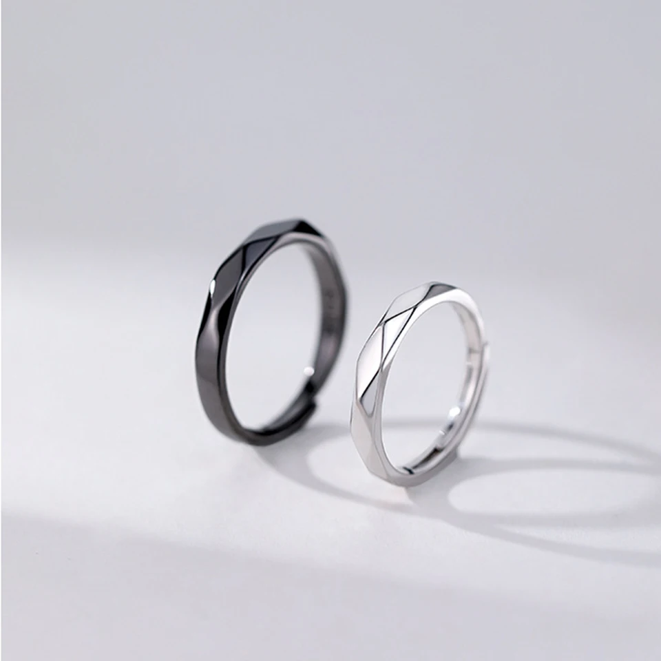 Mode Schwarz Weiß Ring Geometrische Unregelmäßigkeit Glatte Paar Einstellbare Ringe Einfachheit Student Party Schmuck – Detail 2