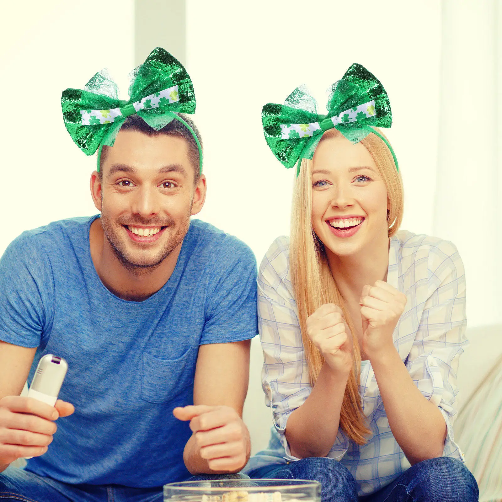 

Праздничная повязка на голову с бантом и клевером ко Дню Святого Патрика, украшение для волос в ирландском стиле для торжеств