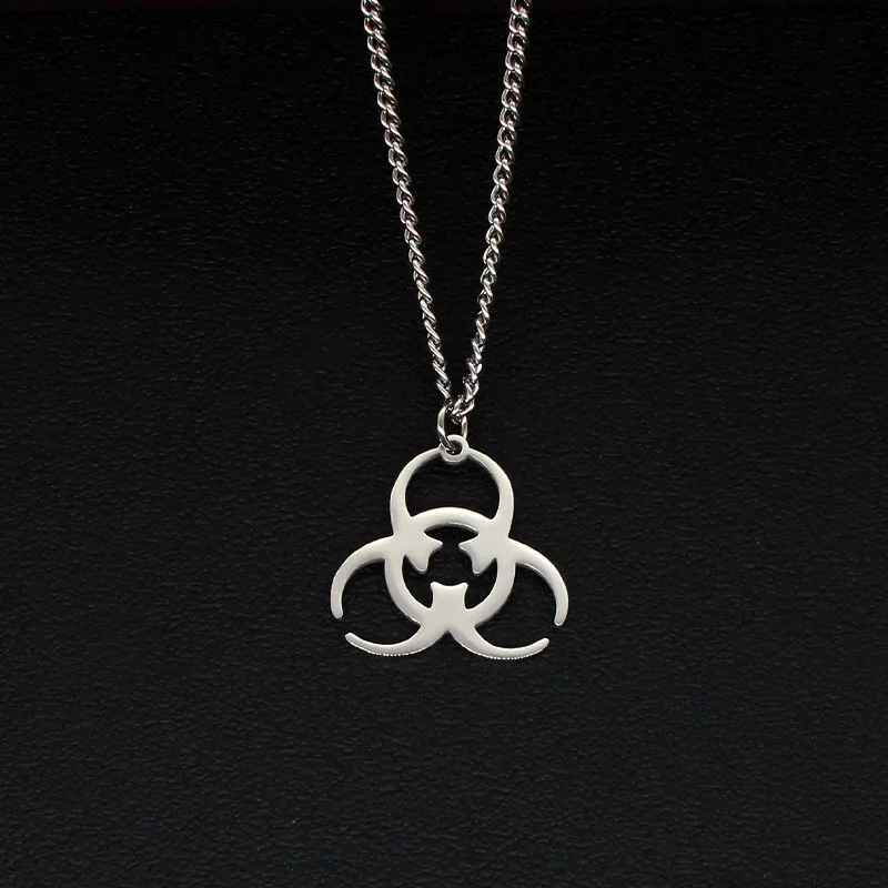 New Stainless Steel Biochemical Logo Pendant Necklace, Trendy Men And Women, INS Street Punk Hip-Hop Jewelry