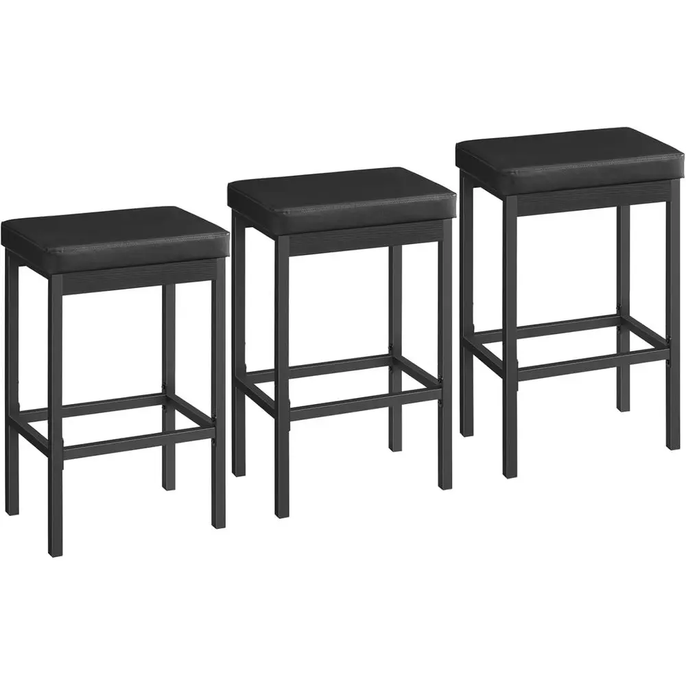 

Барные стулья, набор из 3 черных круглых барных стульев, высота 24,8 дюйма, сиденье с обивкой толщиной 2 дюйма и губчатым наполнителем высокой плотности, для кухни или бара.