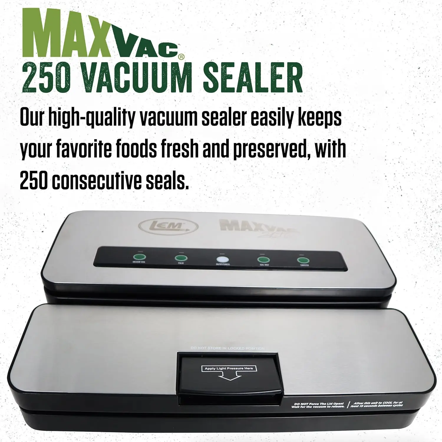 Products 250 Stainless Steel Vacuum Sealer with Built-In Bag Holder and Cutter, Silver and Black