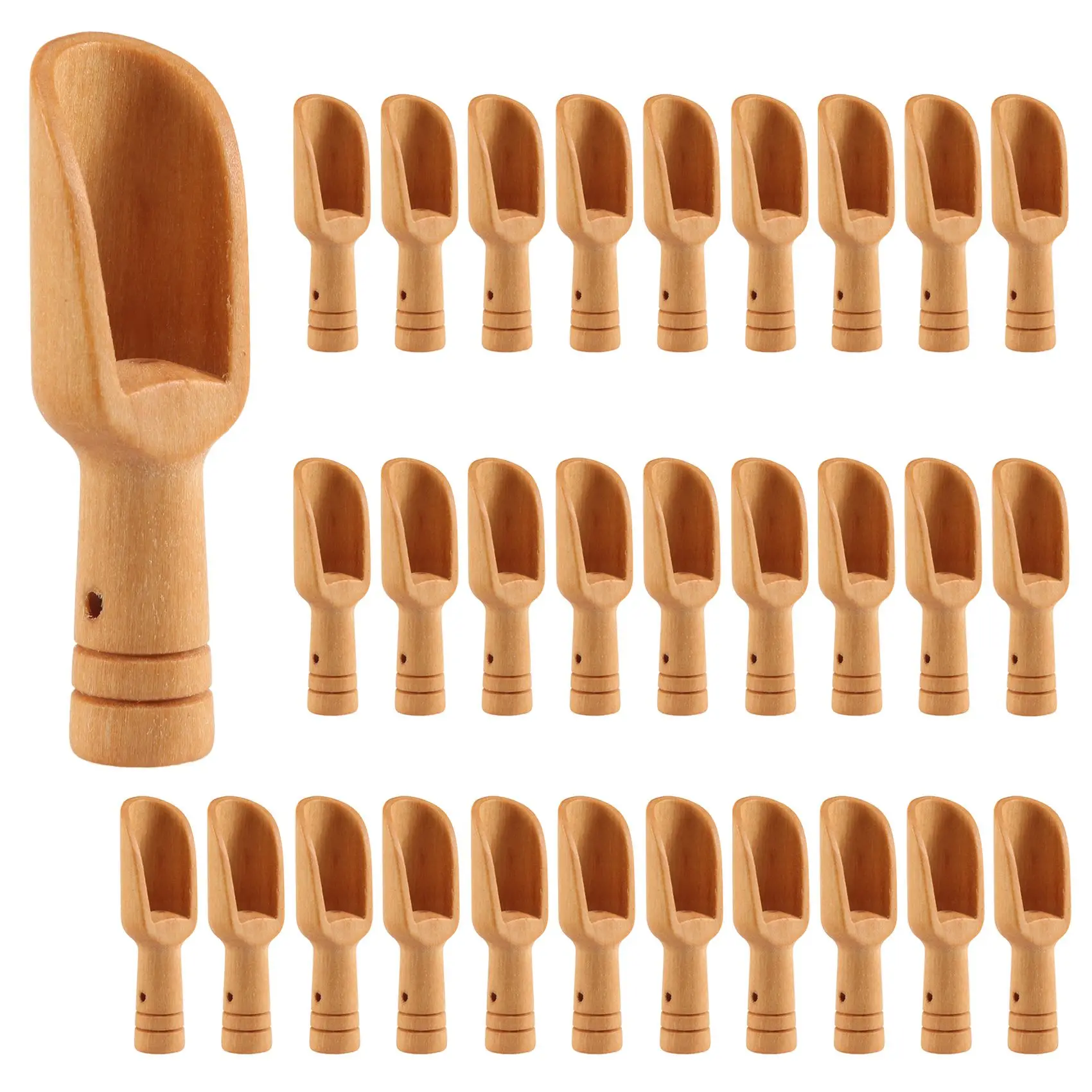 30 Pcs Mini Wooden Spoon, Mini Bath Salt Spoon, Wooden Candy Spoon, Washing Powder Spoon Spoon Set Baby Spoon