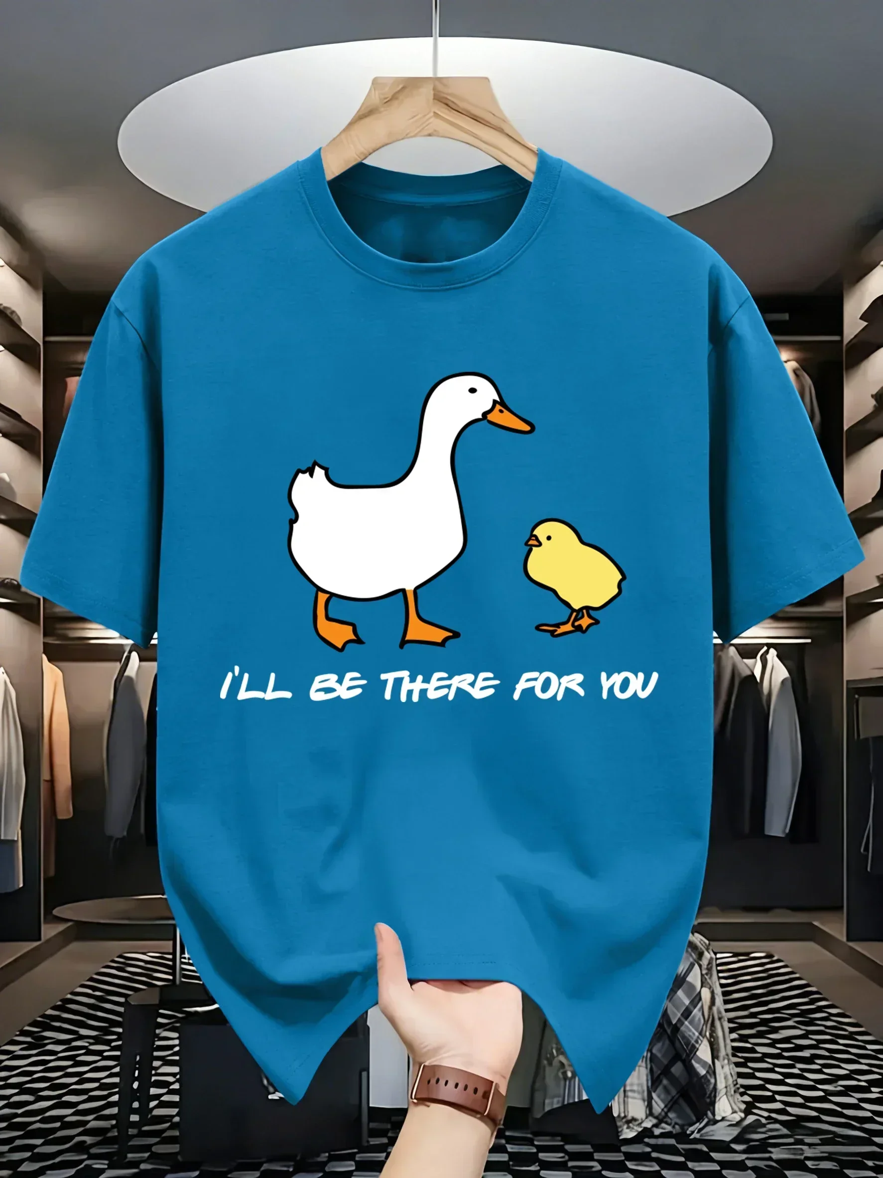 Goose Will Be There For You Printed Man Daily Commute T-Shirt O-Neck Summer T Shirts Hip Hop Loose Clothes Cotton Streetwear