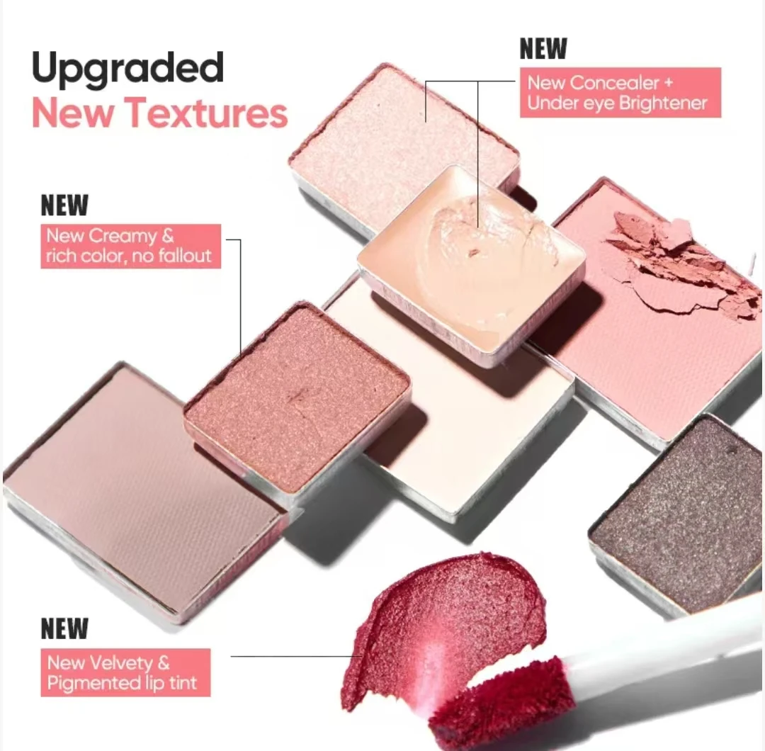 Paleta Mini Makijażu Judydoll: Szminka, Korektor, Rozświetlacz, Róż, Tusz do Rzęs, Cienie do Powiek, Puder do Brwi, Pędzel, Konturowanie Twarzy