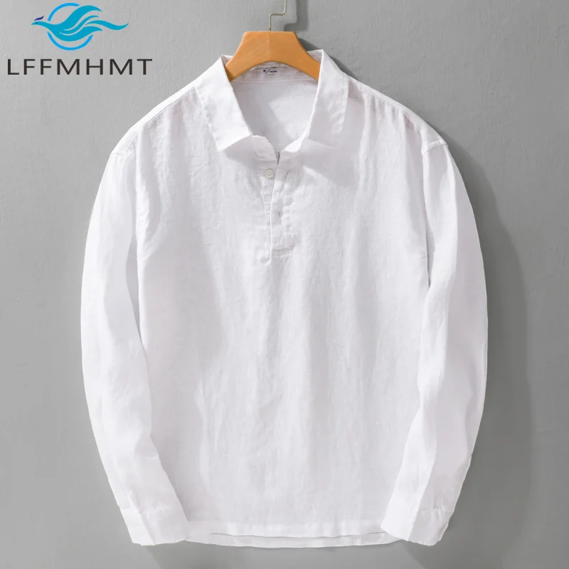 

3137 100% лен, хорошее качество, повседневная мужская рубашка, весна-лето, модная блузка с длинным рукавом, здоровая расслабляющая посадка, свежий стиль, мужские топы