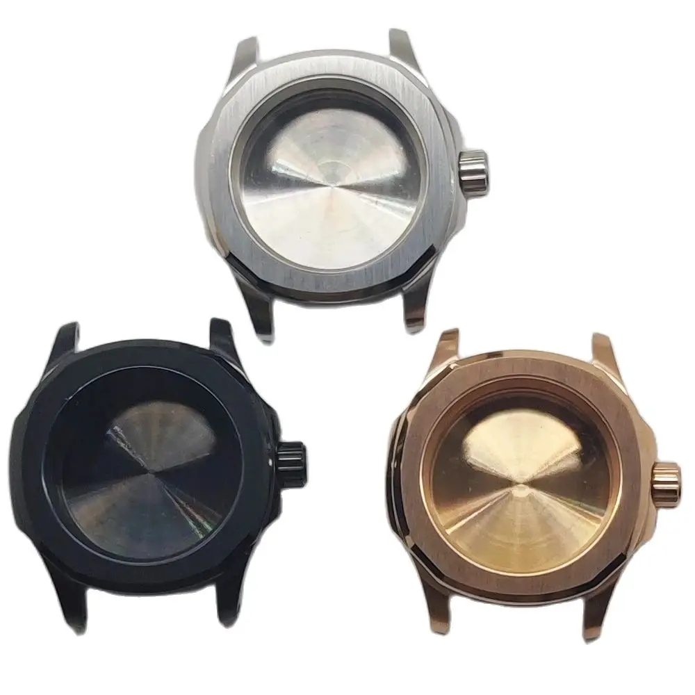 RICHUS NH35 Watch Case 40mm Silver Black Rose Gold Stainless Steel Watch Case Sapphire Crystal Fit NH35 NH36 Movement