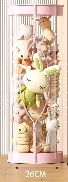 Embedded lid with double zipper design Double Zipper Upgraded Doll Storage Bucket Children's Doll Transparent Storage