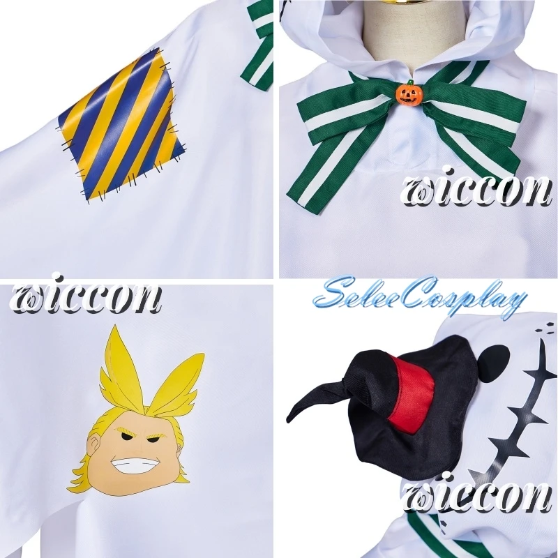 My Anime Hero Academia Midoriya Boku no Izuku Cosplay Costume  Halloween Ghost Hooded Cloak Shoes Wig Set