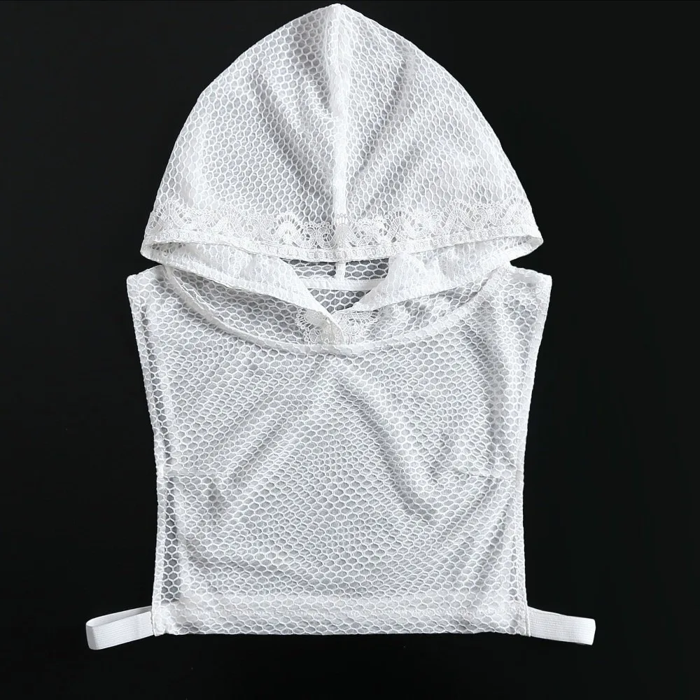 

With Cap Fake Lace Floral Collar Gauzy Slim Mesh Base Layer Top Short Sleeve White Detachable False Collar Clothes Accessory