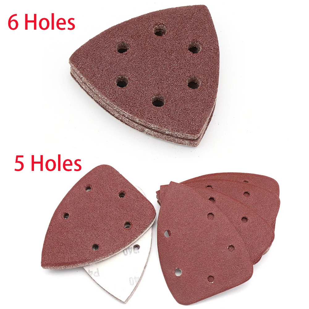 10Pcs 5/6 Hole Triangle Sandpaper Sanding Sheets Hook & Loop Abrasive Tool 40-400 Grit Abrasive Sanding Disc For Wood Sanding