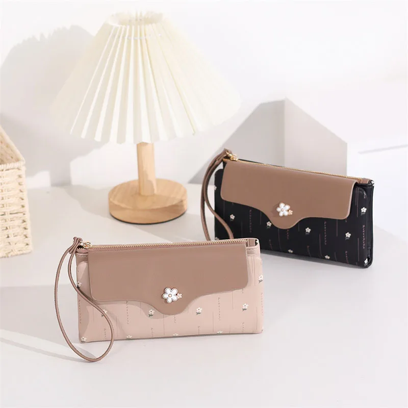 

Women's Long Style Wallet Multi-Card Holder Zipper Buckle Long Money Clip Retro Coin Wallet Functional Design BOLASA