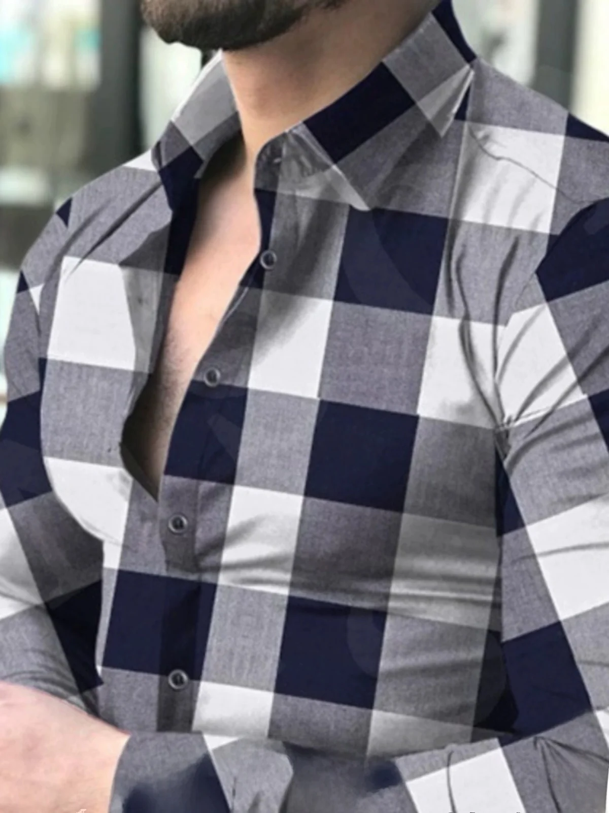 

Long Sve Button up irt Plaid Pattern Youthful Trendy Slim Fit Menswear Autumn Season Regular Thin European Sle