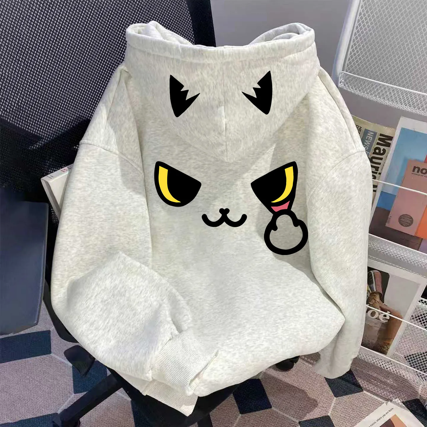 New Men's and Women's Warm Sweatshirt Casual Cute Cat Print Streetwear Pullovers Sport Fitness Pocket Hoodies Multi Color