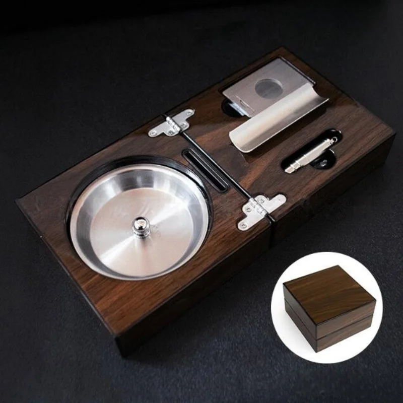 

Классический набор инструментов для сигар: роскошный складной комплект 3-в-1 для Cihaba (резак, пробойник, пепельница) из дерева и стали, дорожные аксессуары для курения