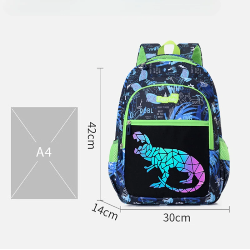 Imagem -03 - Escola Primária Estudante Ortopédica Bookbag Dinossauro Luminoso das Meninas Mochila Leve Ombro Duplo