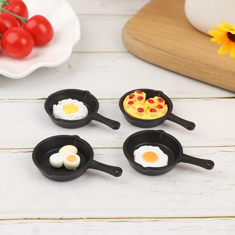 1:12 Dollhouse Miniature Frying Egg Pans Model for Dolls House Kitchen Furniture Accessories Decor Kids Pretend Play Toys