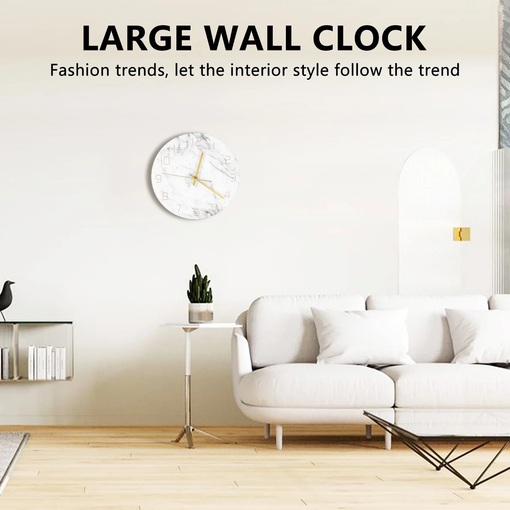 New Quartz Analog Quiet Marble Wall Clock 3D Chic White Marble Print Modern Round Wall Watch Nordic Creativity Home Decor