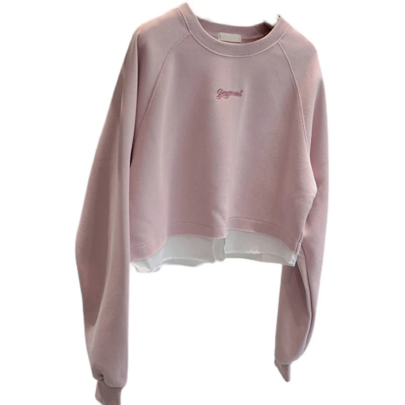 

Plus Size Sli round Ne Long Sve Loose Fit Hoodl Sweatirt Women's Early Autumn Casual Wear Comfortable Korean Sle Top