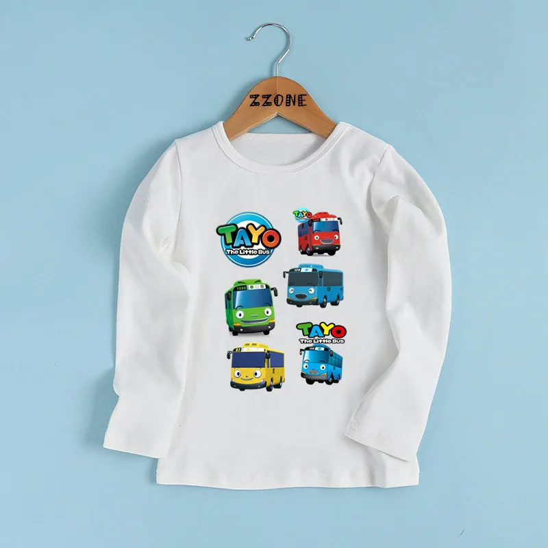 Tayo the Little Bus Print Cartoon Kids T shirt Funny Casual Children Clothes Autumn Baby Boys Girls Long Sleeve T-shirt,LKP5837