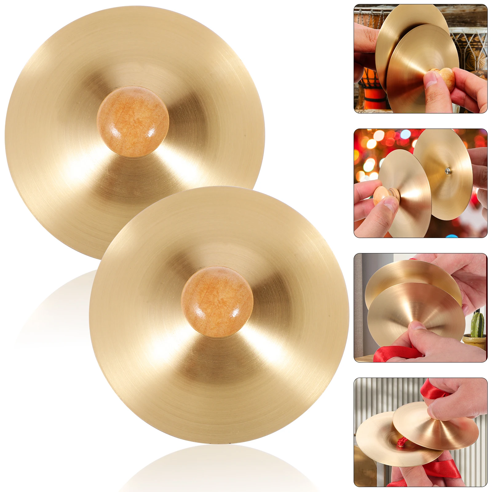 

2 Pairs 's Copper Cymbal Set Dancing Percussion Handheld Dancer Major