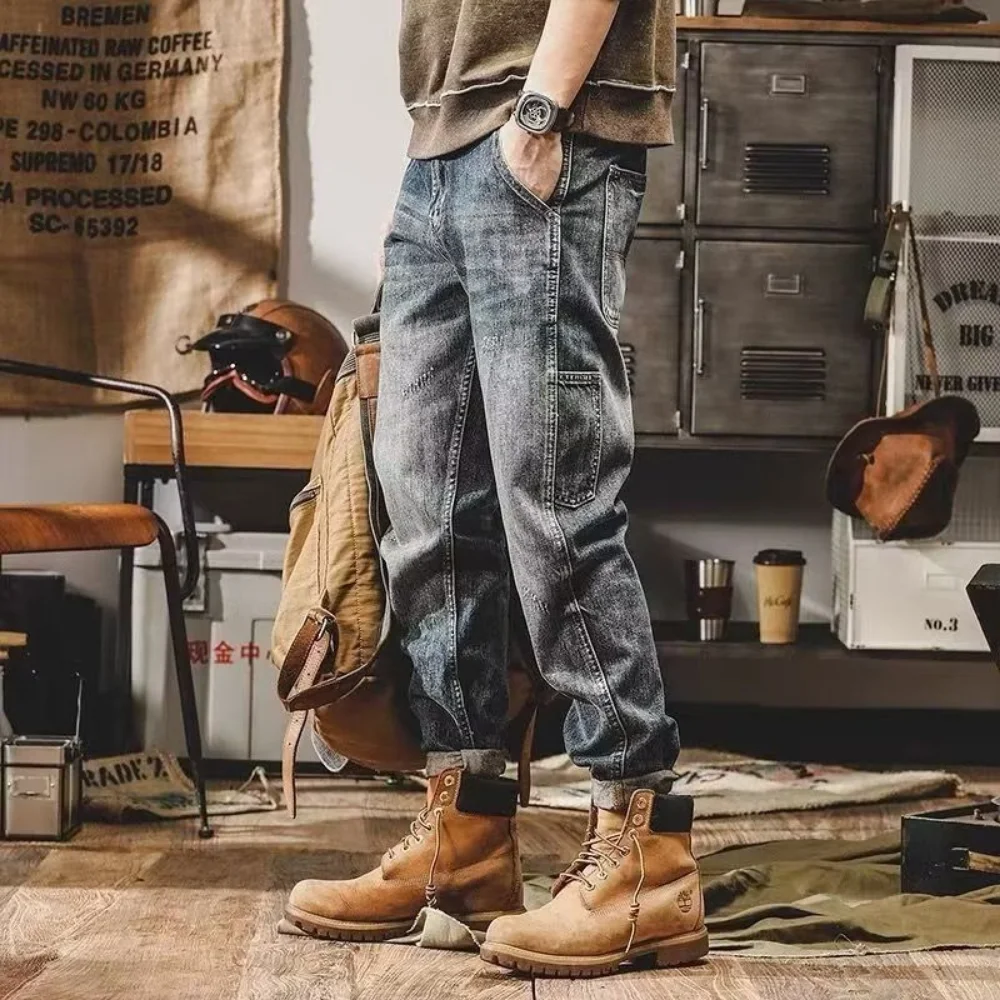 Jeans Cargo Décontractés pour Homme, Pantalon en Denim, Coupe Droite, Vêtements de Travail, pour l'Extérieur, Style Cowboy, Fjy2k, Streetwear